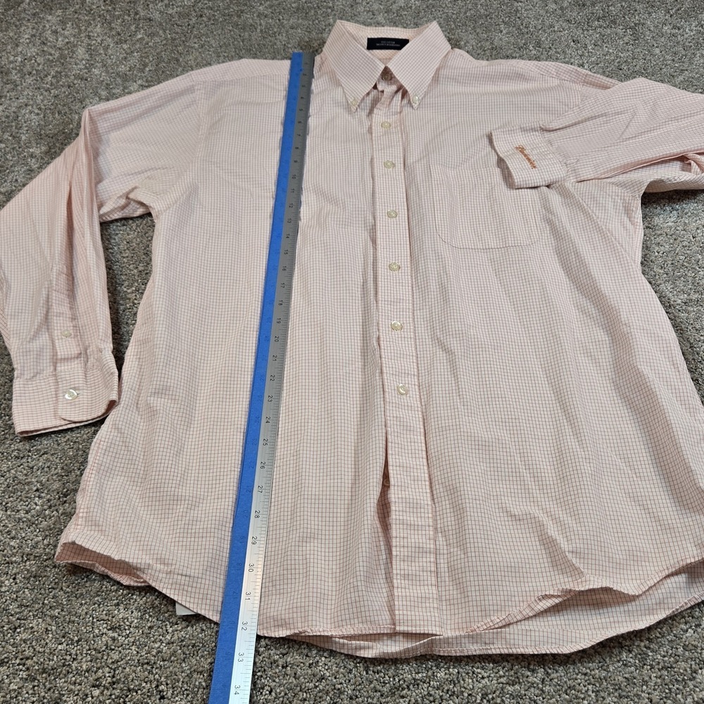 Anheuser Bush Budweiser Mens Sise L Orange Checked Button Down Dress Shirt - Picture 5 of 9